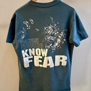 “Know Fear” VTG 90s blue No Fear rip t-shirt M Hanes Made in USA